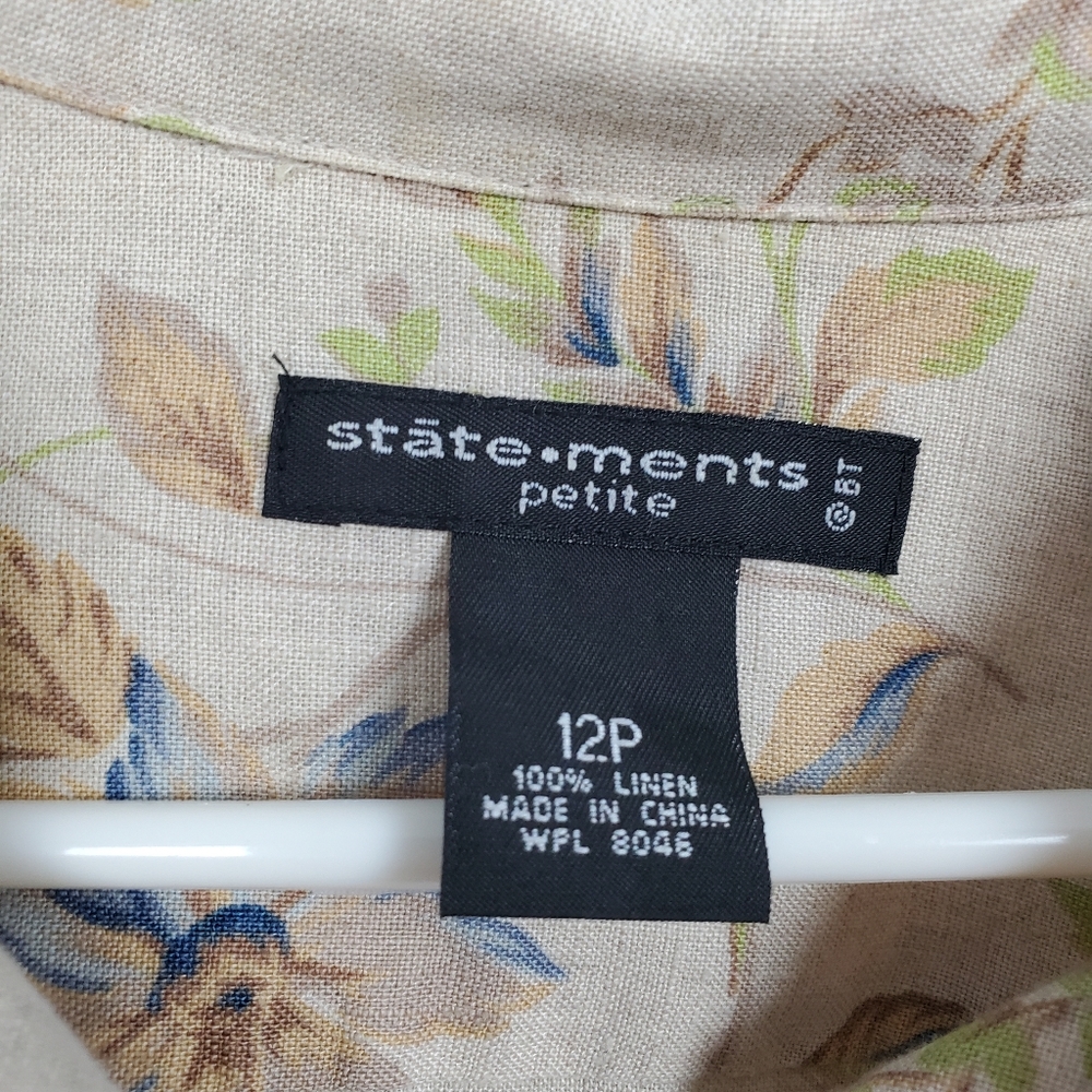 Statement Petite Size 12 Button Down Linen Shirt - image 2